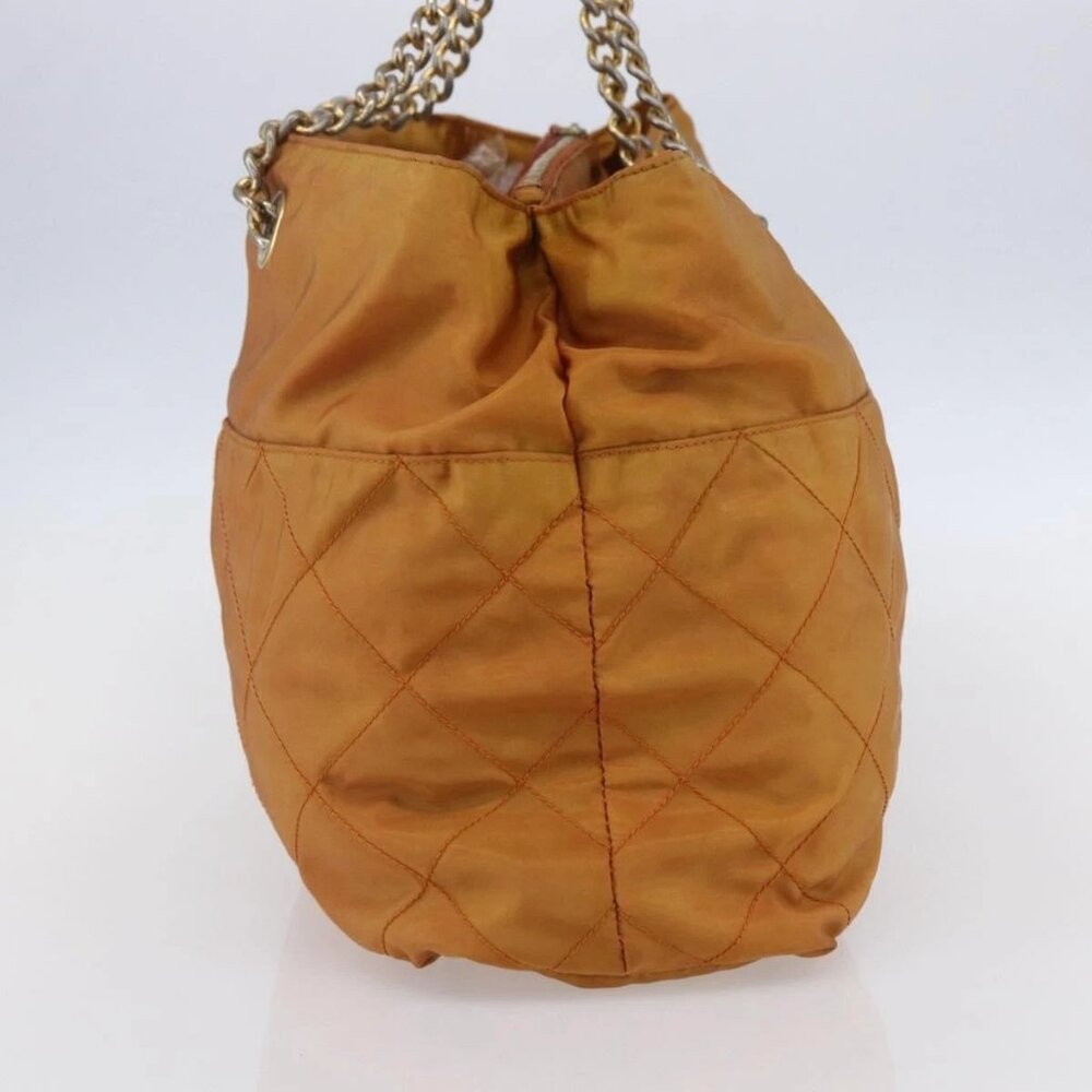 PRADA Chain Shoulder Bag Nylon Orange Gold - Picture 6 of 16